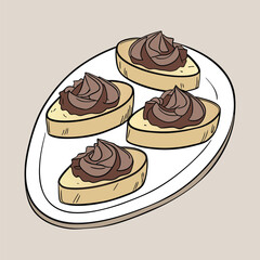 crostini small toasted bread with toppings vector art illustration