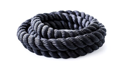 A black rope is twisted and knotted