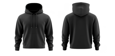 Black hoodie mockup template on a white background, png