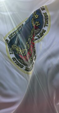 Cambridge city flag, city of Massachusetts state in USA. 4K Vertical. Loop