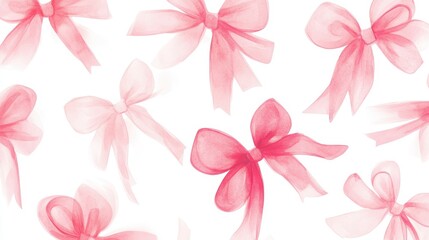 Obraz premium Set of Pink gift bow in watercolor style isolated on color background,Watercolor painting Coquette ribbon bow,Hand drawing decorative bow elements vector illustration,copy space for text.