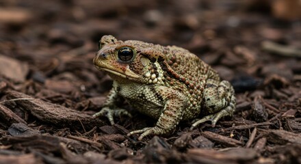 Fototapeta premium Toad Closeup on Forest Ground