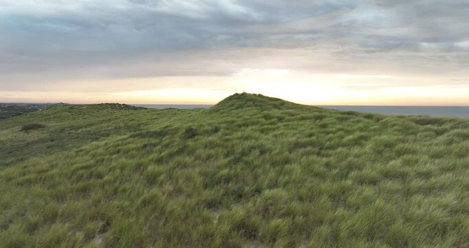 Dunes adn beach of Texel, The Netherlands. Aerial view.