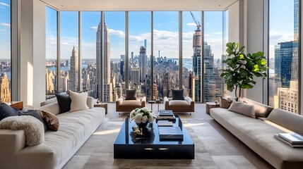 A Modern Living Room with Large Windows