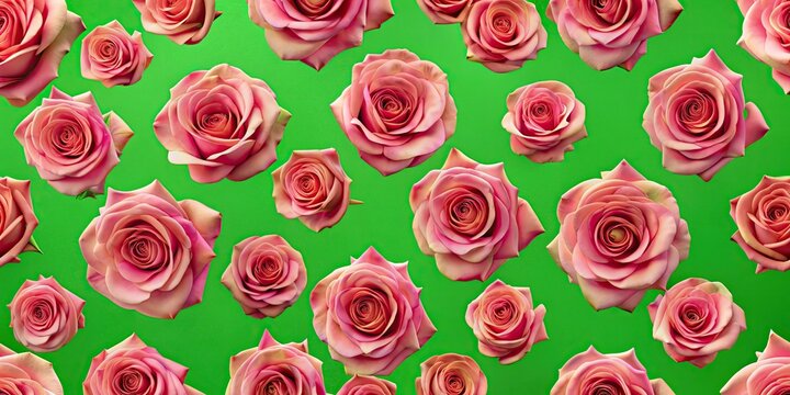 4K Animated Rotating Roses Pattern Green Screen Background -  Looping Floral Animation Video