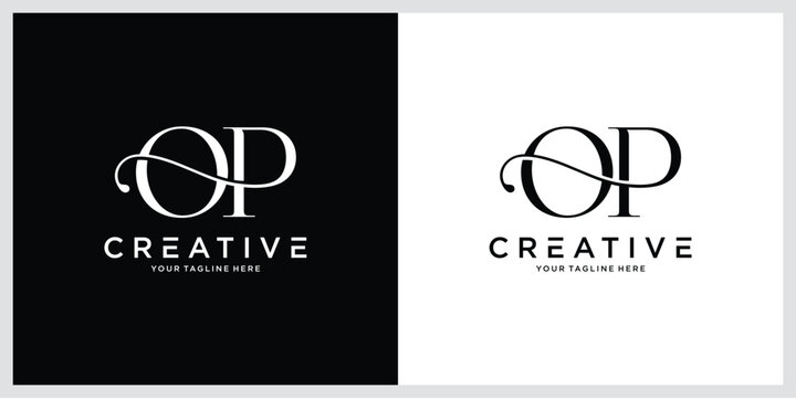 OP or PO initial letter logo design vector