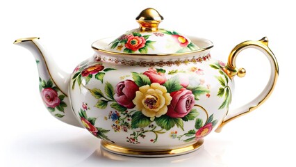 A vintage porcelain teapot, perfect for a classic afternoon tea party.