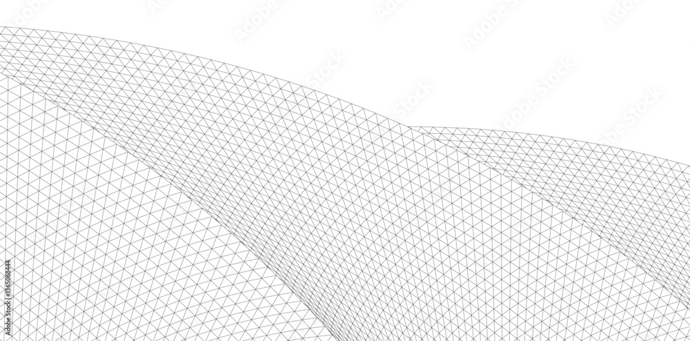 Poster abstract wireframe waves - futuristic geometric mesh background - vector illustration