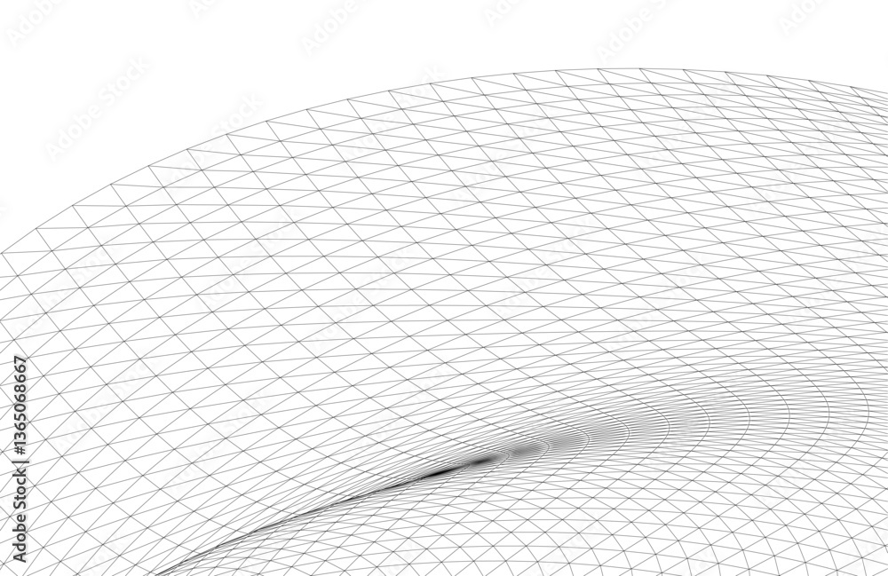 Poster abstract wireframe waves - futuristic geometric mesh background - vector illustration
