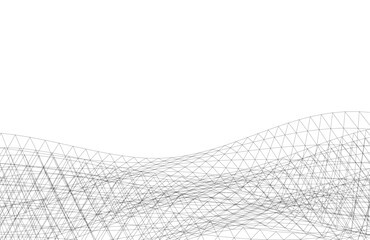 Abstract Wireframe Waves - Futuristic Geometric Mesh Background - Vector Illustration