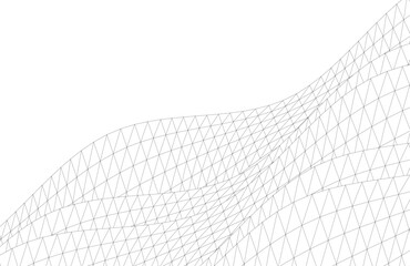Abstract Wireframe Waves - Futuristic Geometric Mesh Background - Vector Illustration
