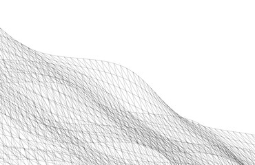 Abstract Wireframe Waves - Futuristic Geometric Mesh Background - Vector Illustration