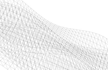 Abstract Wireframe Waves - Futuristic Geometric Mesh Background - Vector Illustration