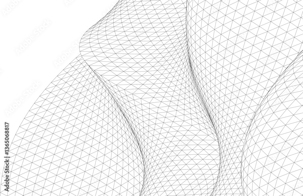 Poster abstract wireframe waves - futuristic geometric mesh background - vector illustration