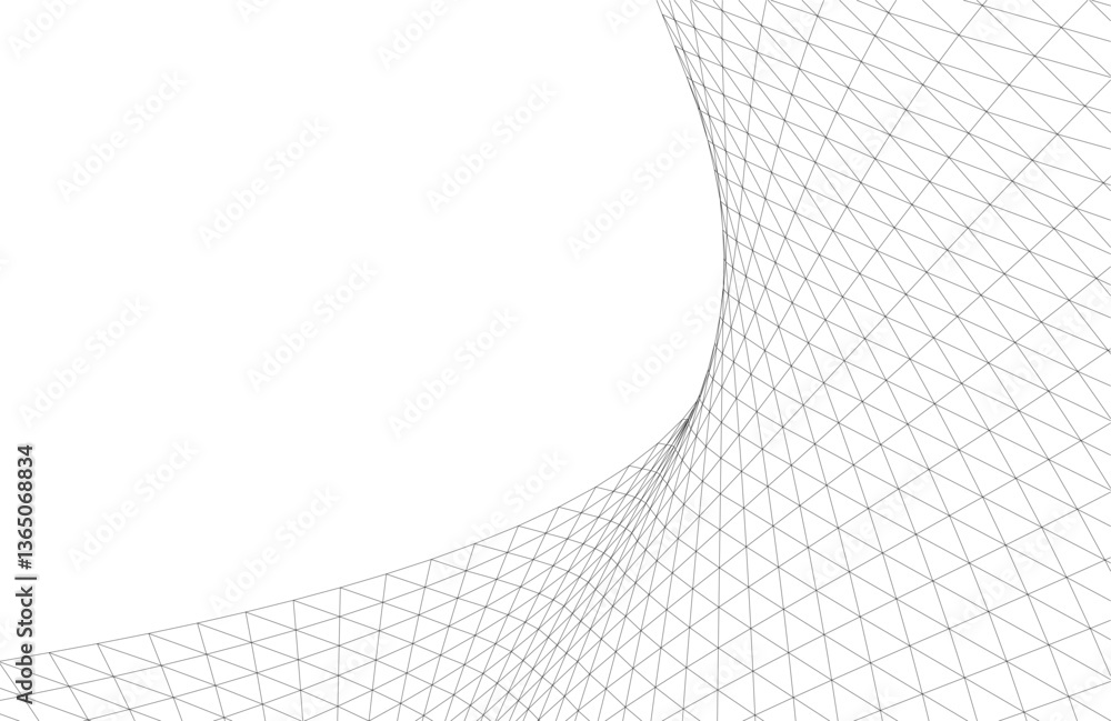 Poster abstract wireframe waves - futuristic geometric mesh background - vector illustration