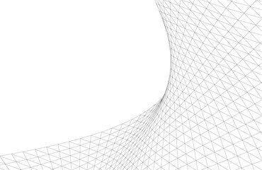 Abstract Wireframe Waves - Futuristic Geometric Mesh Background - Vector Illustration