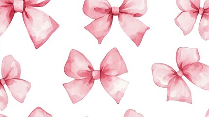 Set of Pink gift bow in watercolor style isolated on color background,Watercolor painting Coquette ribbon bow,Hand drawing decorative bow elements vector illustration,copy space for text.