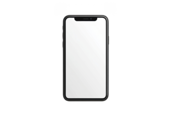 Phone mockup, blank screen, isolated on a white background, png