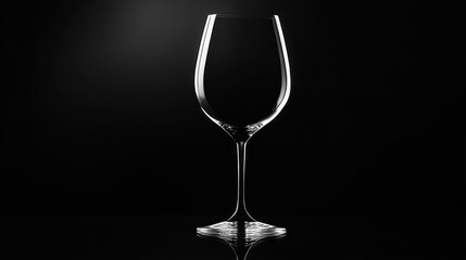 Empty wine glass, elegant silhouette, studio shot.  Possible use high-end glassware catalog