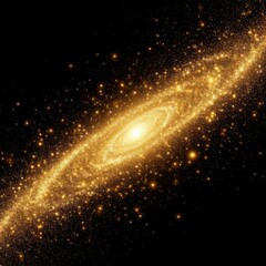 Abstract galaxy made of golden light particles on a black background (artistic). Generated AI