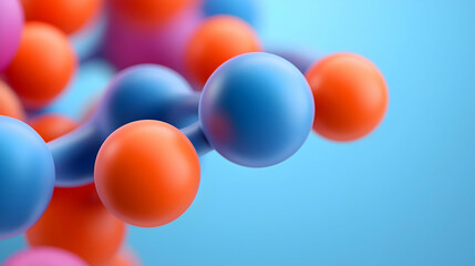 Multicolored Network Structure on Blue Background