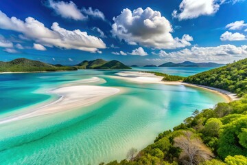 Escape to Whitehaven Beach's lagoon, a Queensland paradise boasting breathtaking tropical beauty.