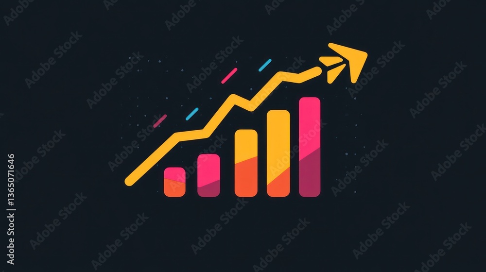 Aufkleber abstract graphic of rising graph chart with upward arrow symbolizing growth and success. possible us