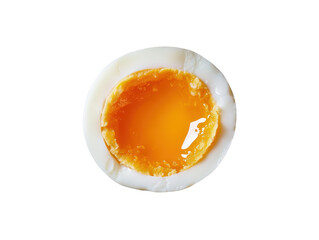 Isolated Soft Boiled Egg Cut in Half