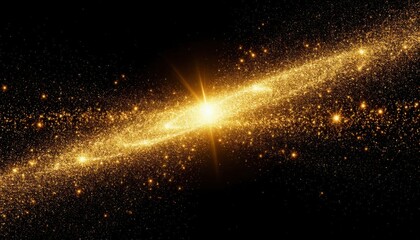 Abstract galaxy made of golden light particles on a black background (artistic). Generated AI