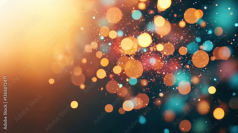 Poster Soft Colorful Light Bokeh Background with Glowing Dots and Sparkles for Artistic Designs