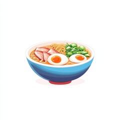 Japanese food ramen national cuisine dish isolated on white background, illustration