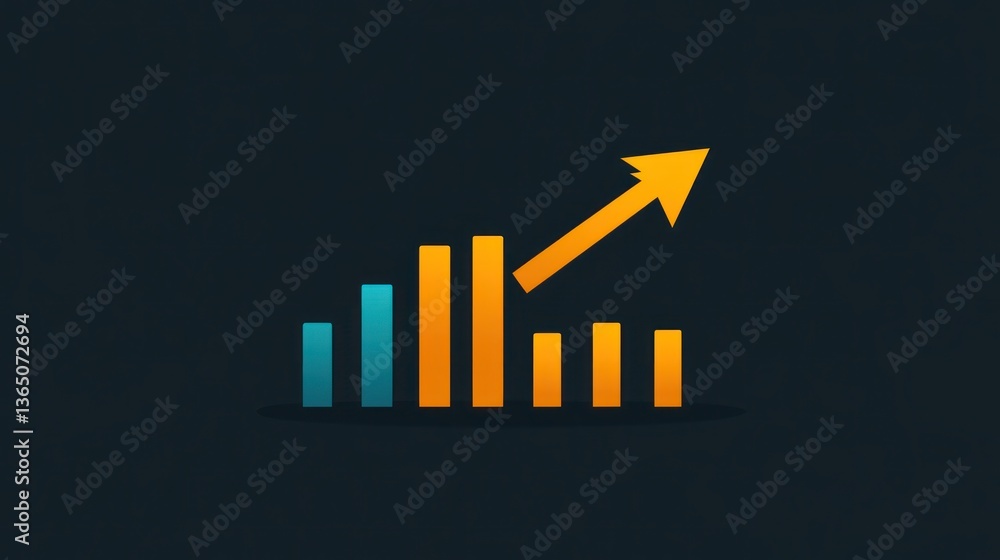 Aufkleber abstract upward trend graph on dark background; business growth concept; digital graphic; possible u