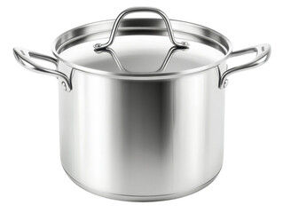 Isolated Stainless Steel Cooking Pot with Glass Lid