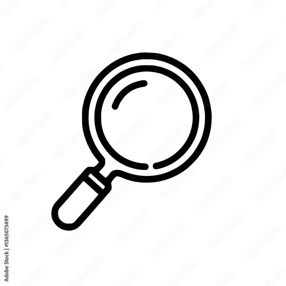 Poster a minimalist line drawing of a magnifying glass symbolizing search investigation and attention to de