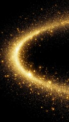 Abstract galaxy made of golden light particles on a black background (artistic). Generated AI