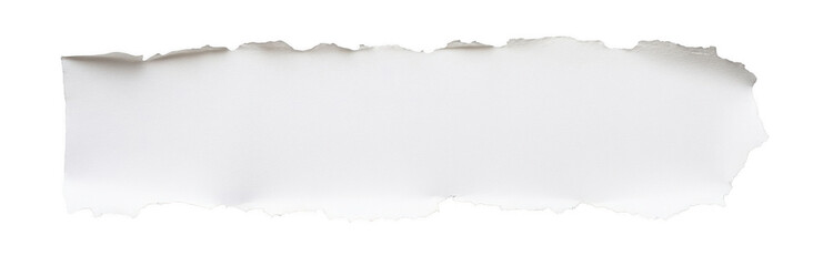 Photo of a single piece of white paper with torn edges on an isolated background, perfect for adding text or graphics, png