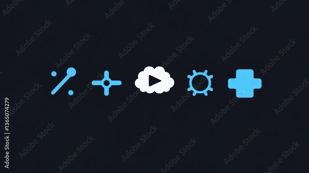 Poster abstract icons on dark background for digital interface