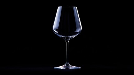 Empty wine glass against black background