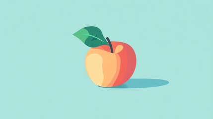 Peach-toned apple, simple, flat design, still life, for digital use