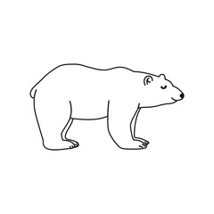 Vector Outline Illustration of Polar Bear Isolated on White Background