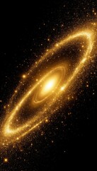 Abstract galaxy made of golden light particles on a black background (artistic). Generated AI