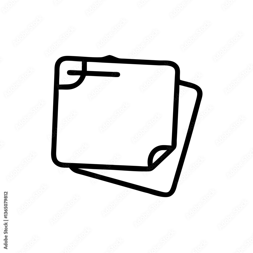 Poster sticky notes stack in minimalist style on clear background