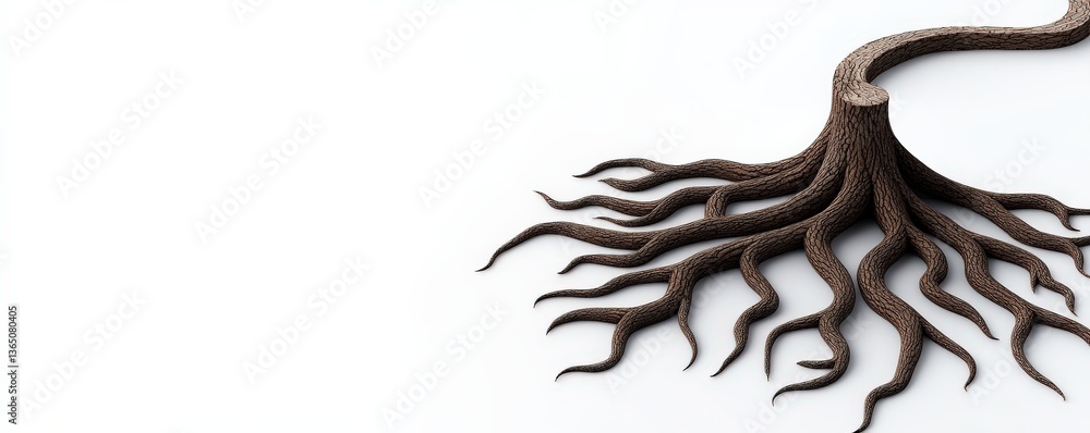 Poster climate change global warming policy concept. intricate tree roots extending across a plain backgrou