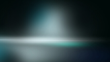 Studio space with blue-white gradient, abstract background pattern, walls and floors reflect neon light and feel the speed of digital technology connected with the blue-white background.