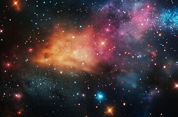 Mesmerizing glittering neon stars shine brightly against dark galaxy backdrop, creating futuristic, awe-inspiring cosmic wonder