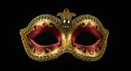 Elegant Red and Gold Venetian Mask Carnival Costume Accessory Masquerade Party Decor