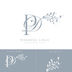 Initial letter DP, P D wedding monogram logo design