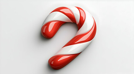 Red And White Candy Cane On White Background