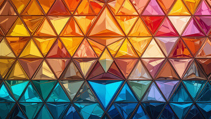 Colorful Geometric Triangular Pattern Glass Artwork Background