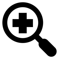 Fototapeta premium Símbolo zoom. Icono plano silueta de lupa con cruz